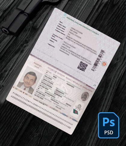 Bangladesh E-passport (2020-present) version 2 PSD
